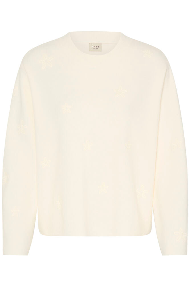 Fransa Off white knit with embroidered flower detail 20617999