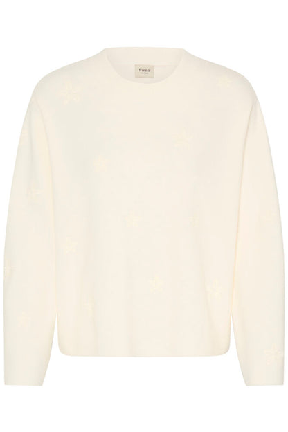 Fransa Off white knit with embroidered flower detail 20617999