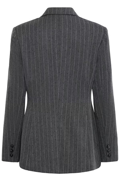 Fransa Stud-Embellished Pinstripe Blazer in Grey