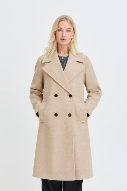 Byoung Wool blend Classic Coat in Sand Melange 20819165