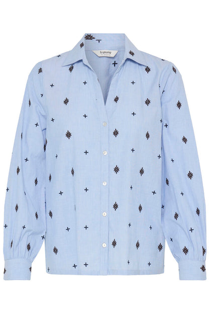 Byoung Cotton Chambray blue shirt with java embroidery 20819184