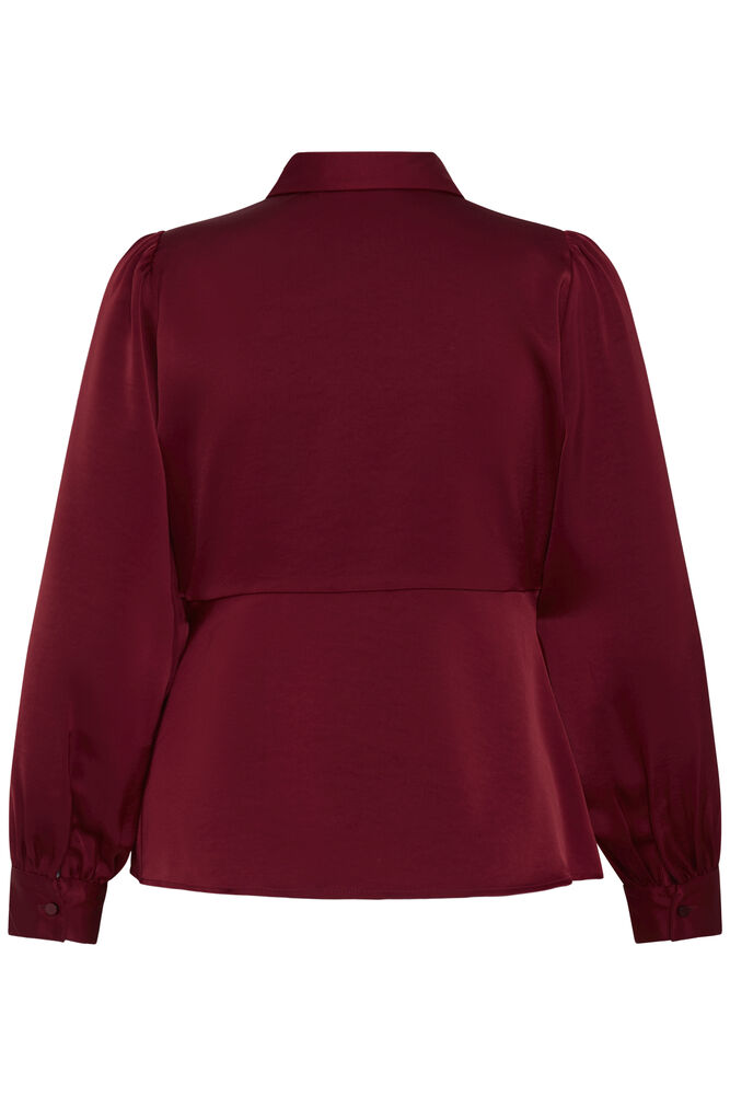 Byoung Satin Peplum Shirt with Long Sleeves