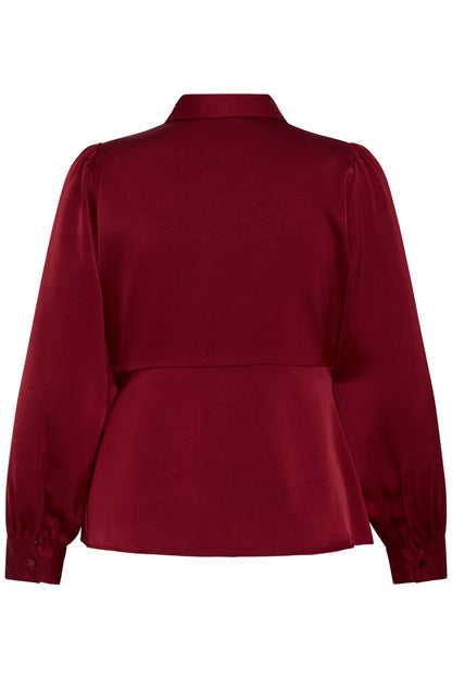 Byoung Satin Peplum Shirt with Long Sleeves