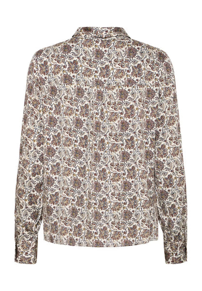 Fransa Paisley print blouse with collar and long sleeve  20617072