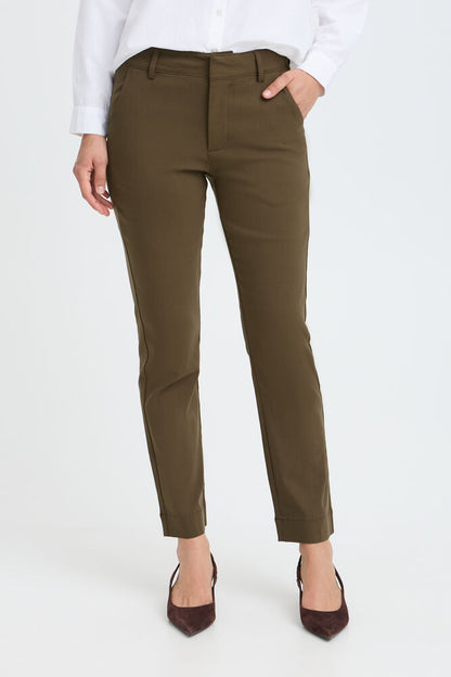 Byoung Dixi Hiwaist stretch slim Leg trousers in moss green  20816978 Green