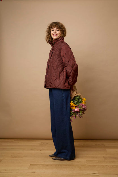 Fransa Diamond Quilted jacket in Rum Raisin 20617827
