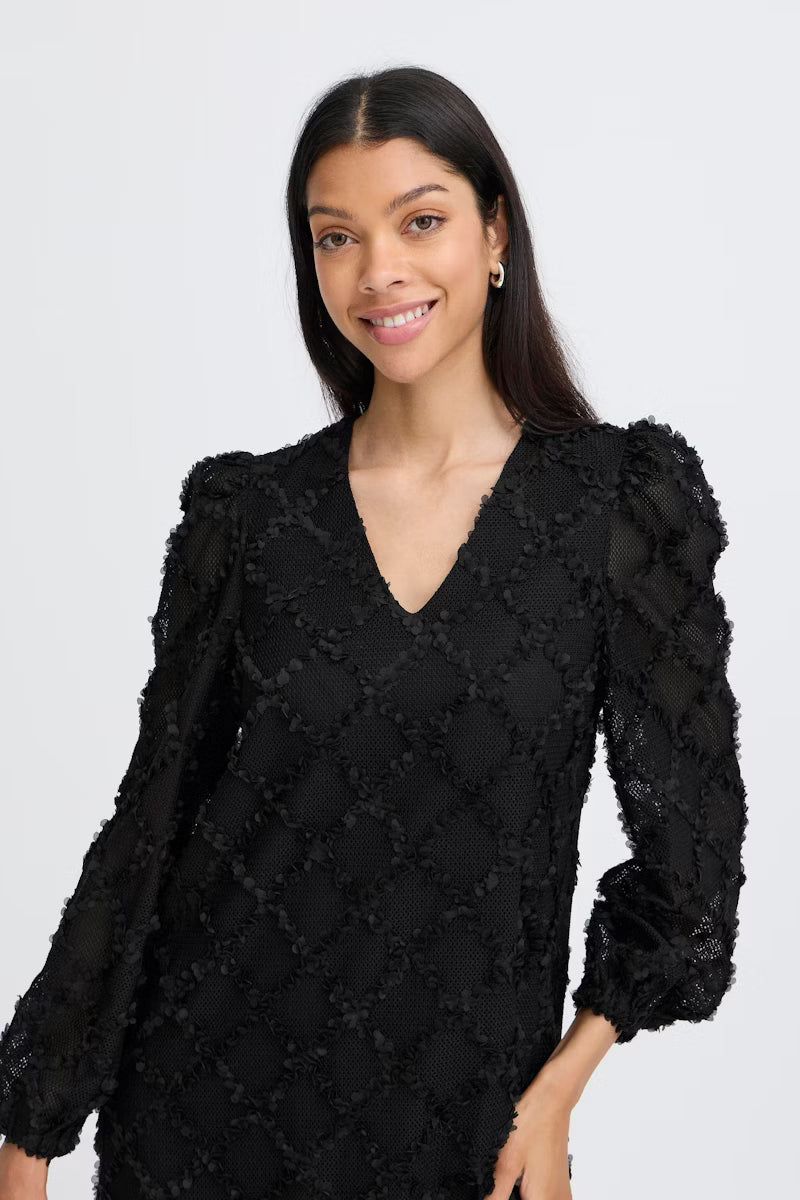 Byoung Black V neck Textured dress