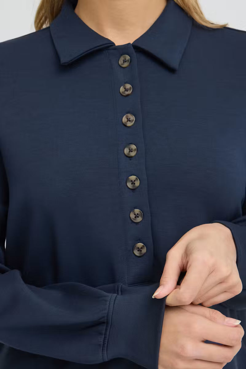 Fransa Button up sweatshirt with collar 20618036