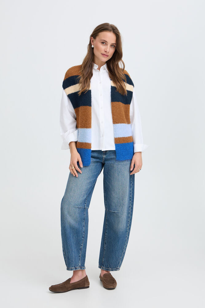 Byoung Knit waistcoat in Tan stripe 20819365