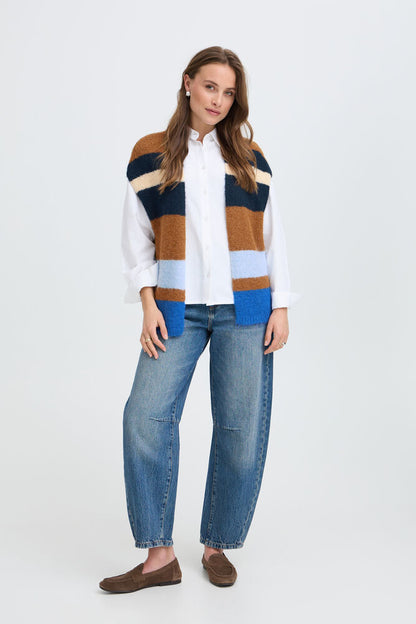 Byoung Knit waistcoat in Tan stripe 20819365