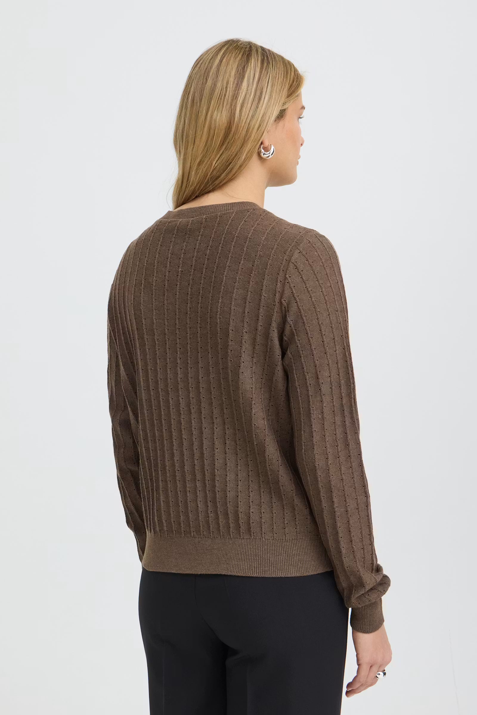 Fransa Cotton pointelle knit sweater 20618013