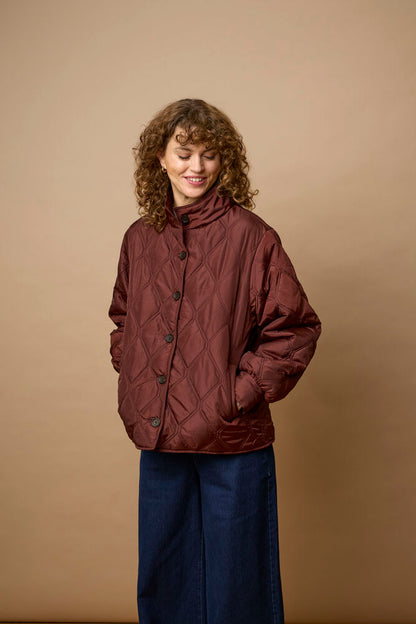 Fransa Diamond Quilted jacket in Rum Raisin 20617827