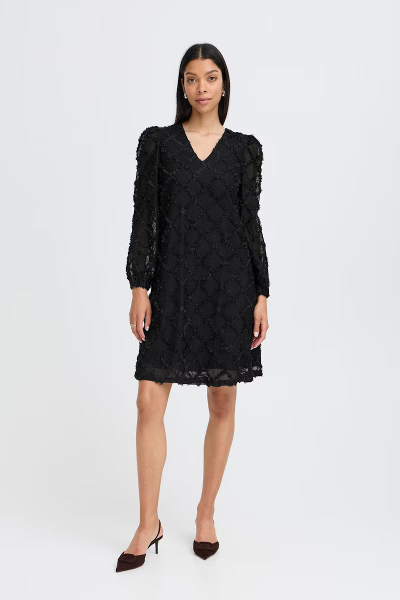Byoung Black V neck Textured dress