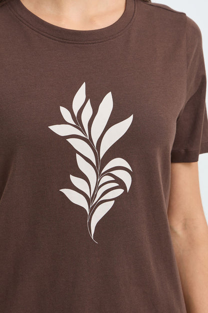 Fransa Pure Cotton Round Neck Short Sleeve T Shirt 20618507