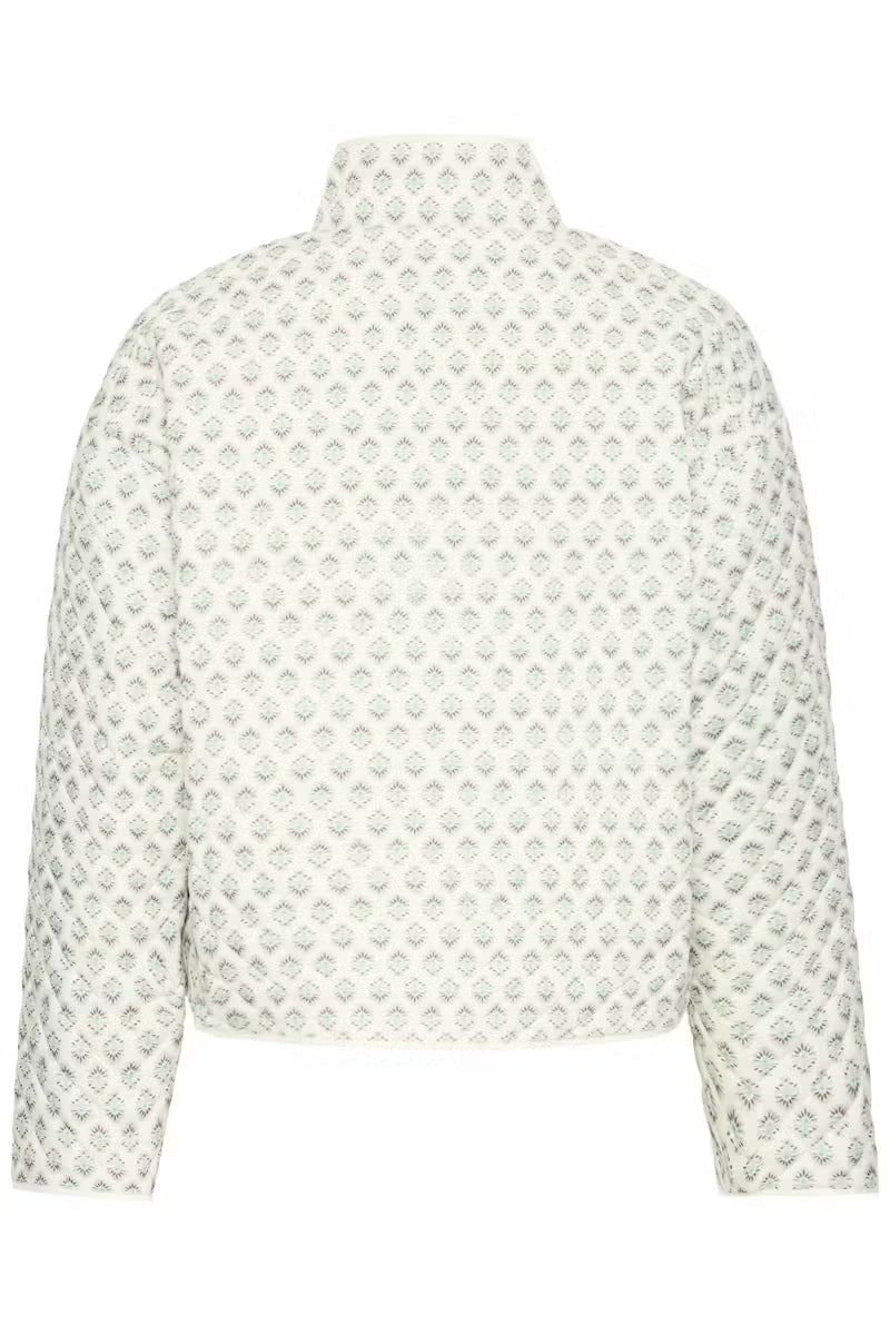Fransa Claudine Lightly quilteed Jacket in Cream and Sage green Print 20617085 26