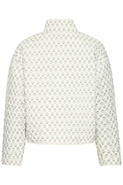 Fransa Claudine Lightly quilteed Jacket in Cream and Sage green Print 20617085 26
