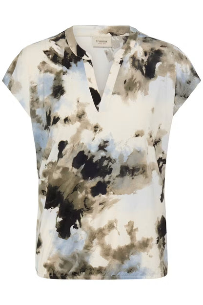 Fransa Watercolour print short sleeve top 20618048