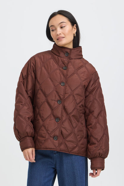 Fransa Diamond Quilted jacket in Rum Raisin 20617827
