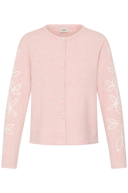 Fransa Ellen Soft Pink Cardigan with embroidery sleeve detail