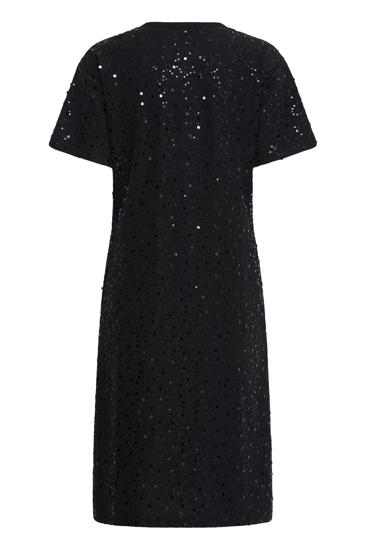 Fransa Zolana Black Sequin Dress with Ruched Detail