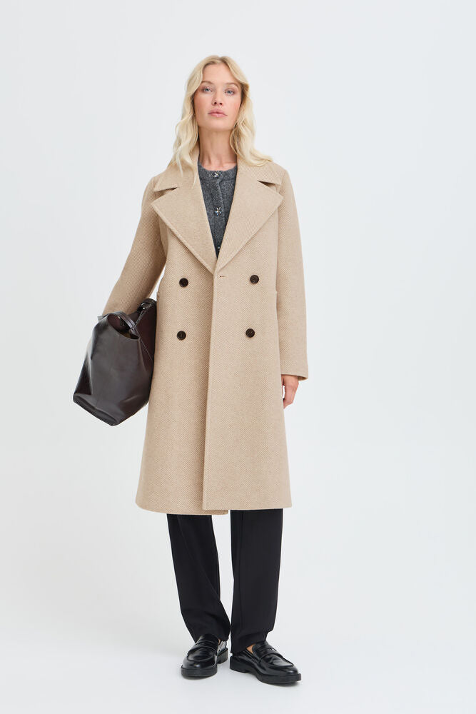 Byoung Wool blend Classic Coat in Sand Melange 20819165