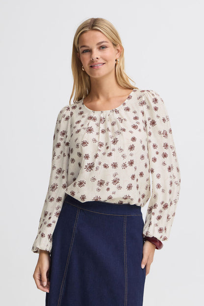 Fransa long sleeve blouse in Rum Raisin Print 20618053