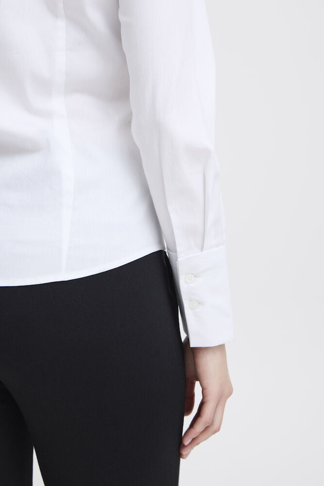 Fransa Pure White Cotton Shirt Tailored Fit