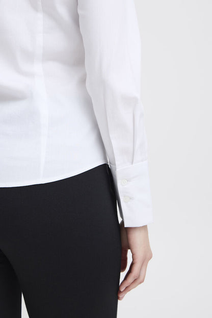 Fransa Pure White Cotton Shirt Tailored Fit