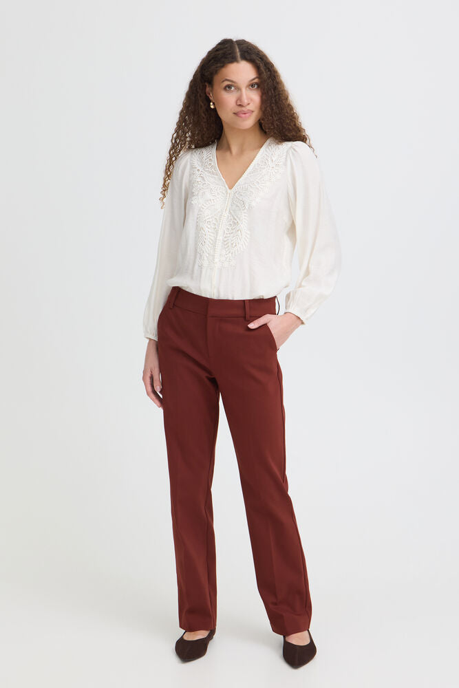 Fransa Tessa full length trousers in Run Raisin 20615861