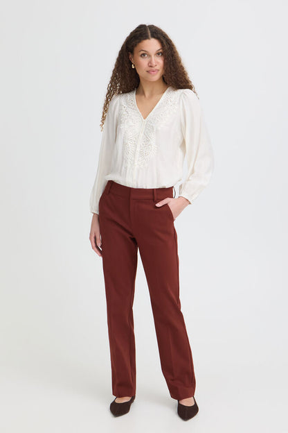 Fransa Tessa full length trousers in Run Raisin 20615861