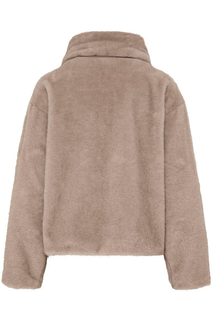 Fransa Doris Short Fur Jacket In Beige Driftwood or chocolate brown 20618549