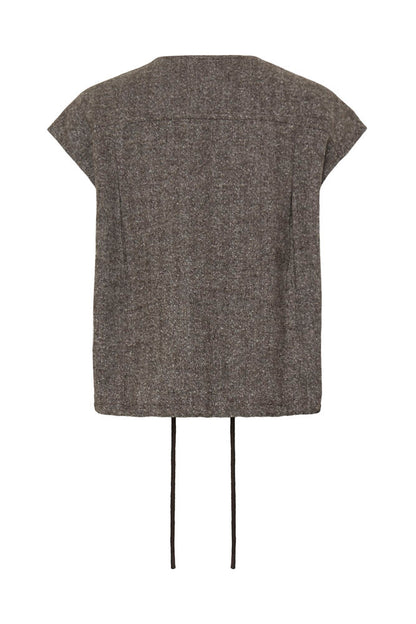 Fransa Wool blend Brown Herringbone Gilet 20618250