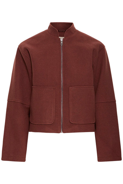 Fransa Jacket with Full Zip and Pockets in Rum Raisin 20618147