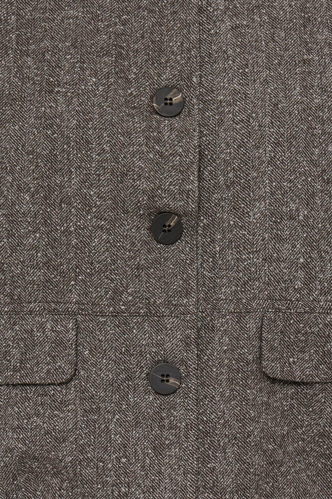 Fransa Wool blend Brown Herringbone Gilet 20618250