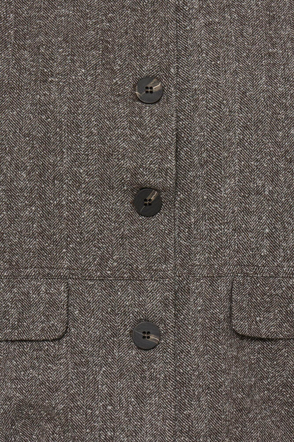 Fransa Wool blend Brown Herringbone Gilet 20618250