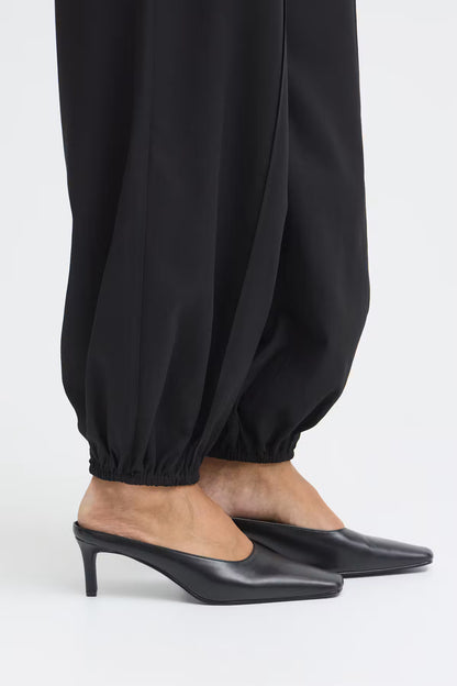 Fransa Nalia Black Balloon-Leg Trousers