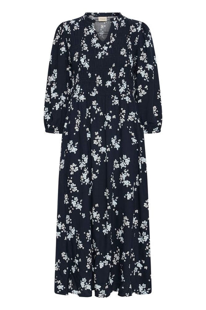 Fransa Navy Printed Midi Dress with 3/4 sleeve 20613512 2026