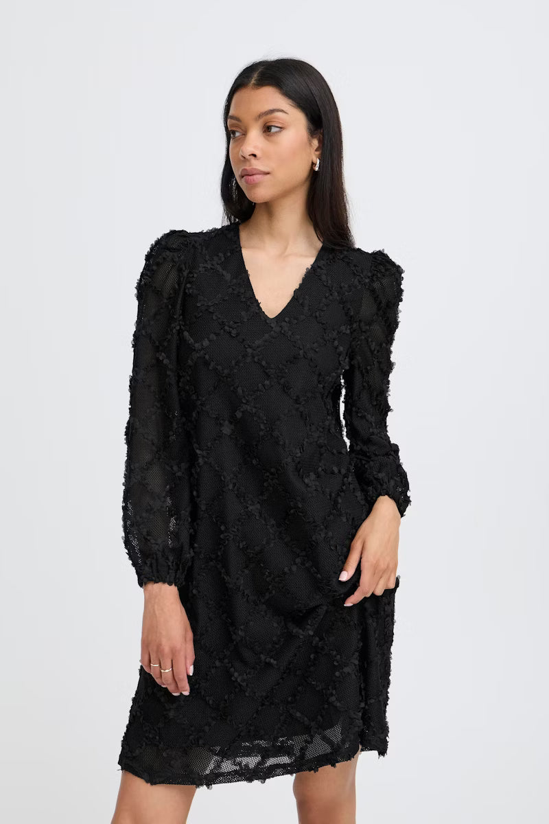 Byoung Black V neck Textured dress