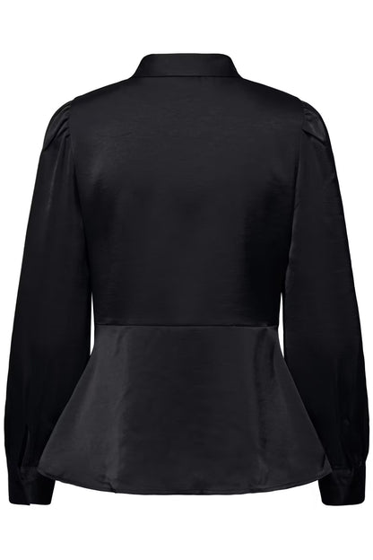 Byoung Satin Peplum Shirt with Long Sleeves