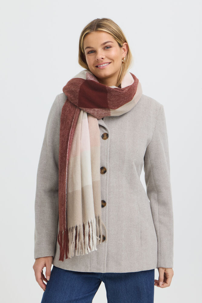 Fransa long checkered scarf in rum Raisin 20618163