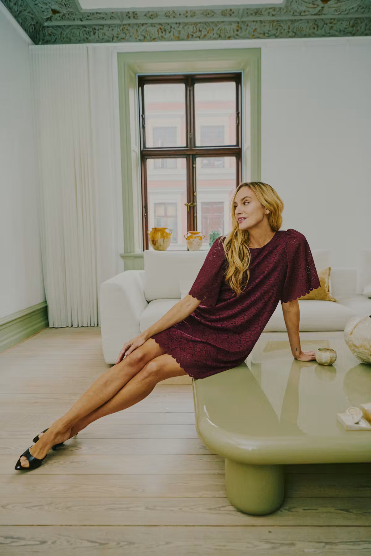 Fransa Lace Shift Dress with Short sleeves 20618439