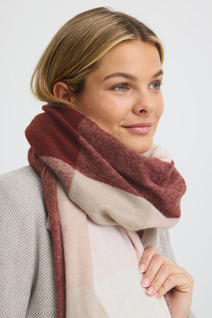Fransa long checkered scarf in rum Raisin 20618163