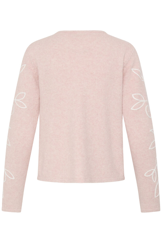 Fransa Ellen Soft Pink Cardigan with embroidery sleeve detail