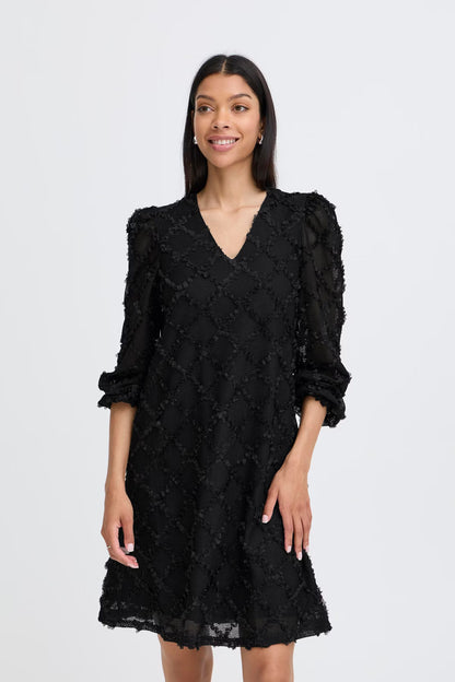 Byoung Black V neck Textured dress