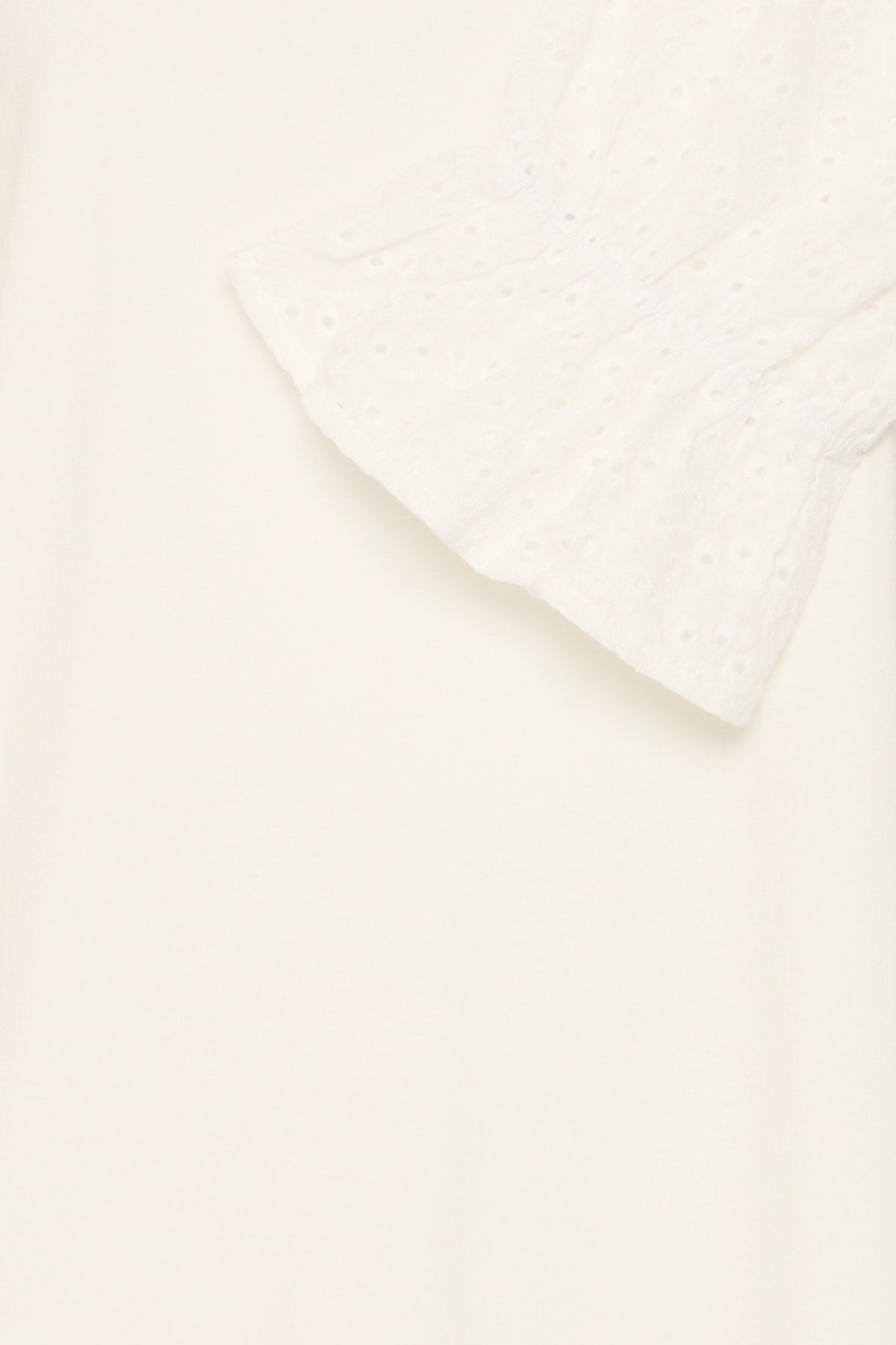 Fransa Off white top with Broderie Anglaise sleeve 20615580