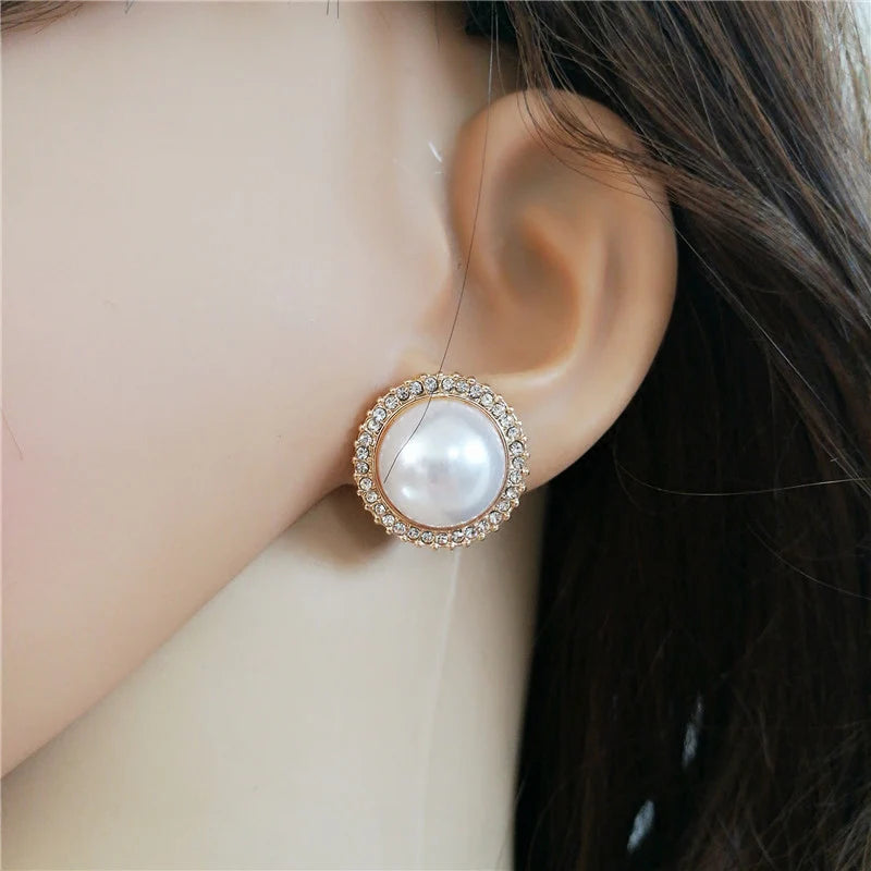 Boxed Iridescent Pearl and Diamante Clip-On Earrings