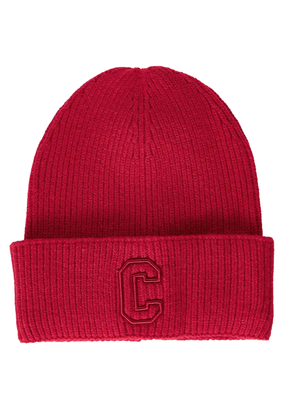Cecil knitted beanie hat in red or cream 572206