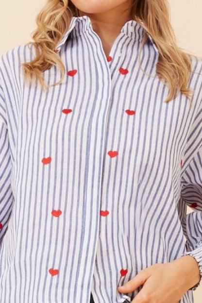 Stella Morgan Cotton stripe hearts shirt  T524349