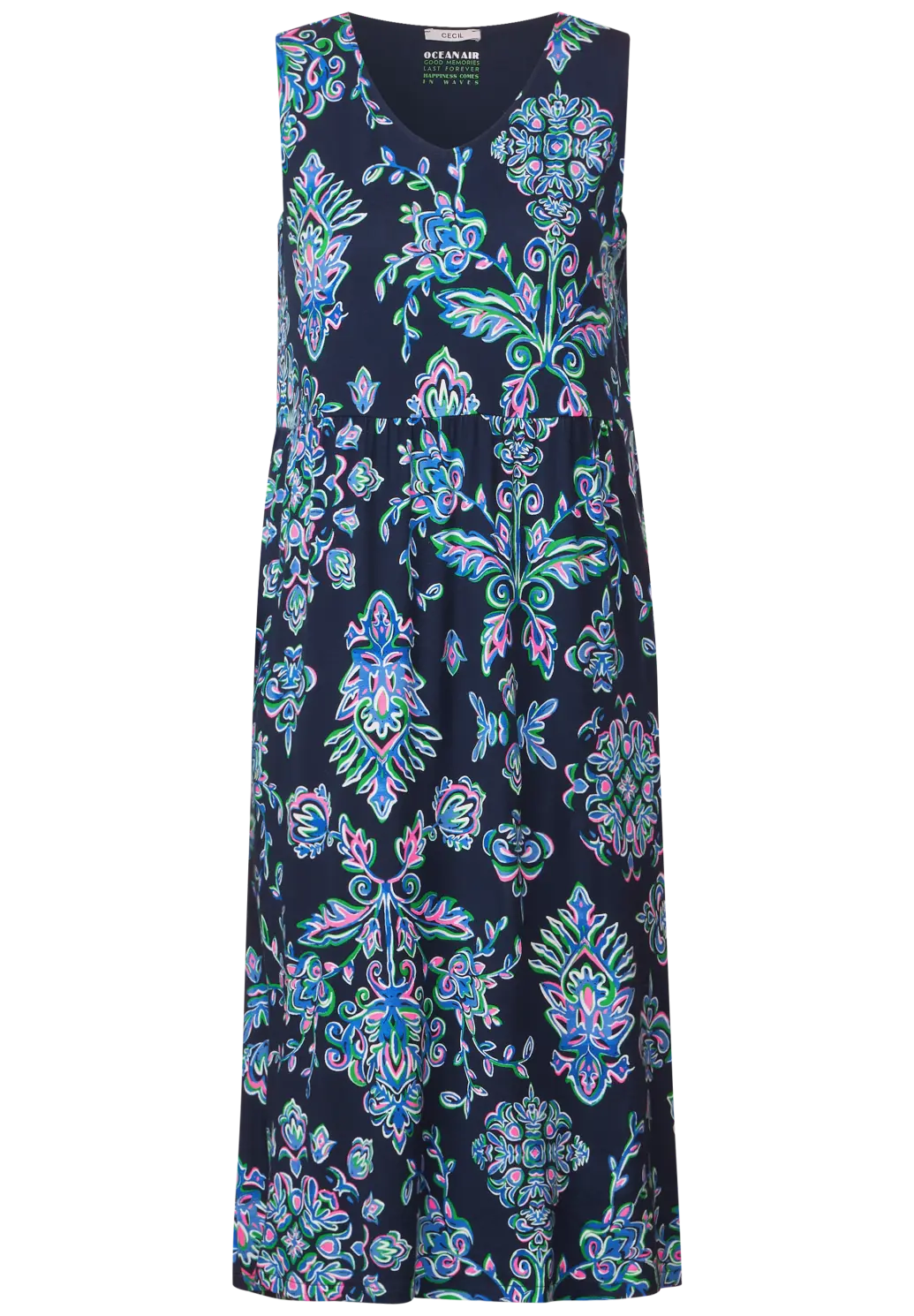 Cecil navy pattern midi dress with pockets143645