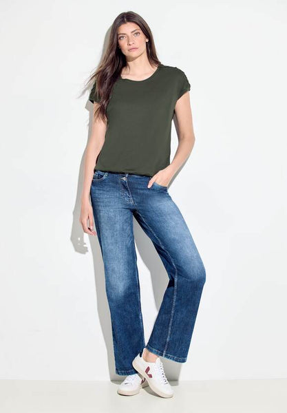 Cecil Cotton T Shirt with pleated  Shoulder detail and elastic waist All Colours321291